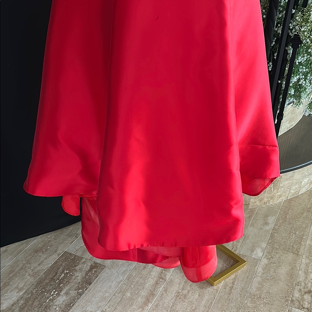 Sherri Hill Red Pleated Halter Prom Gown - Picture 10 of 15